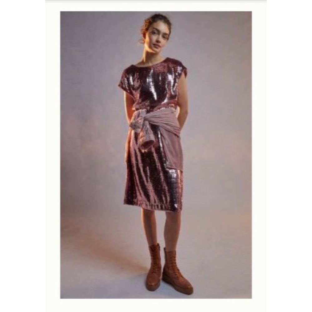 Anthropologie Pink Maeve Kara Sequined Mini Dress NWT Sz M - Picture 2 of 14